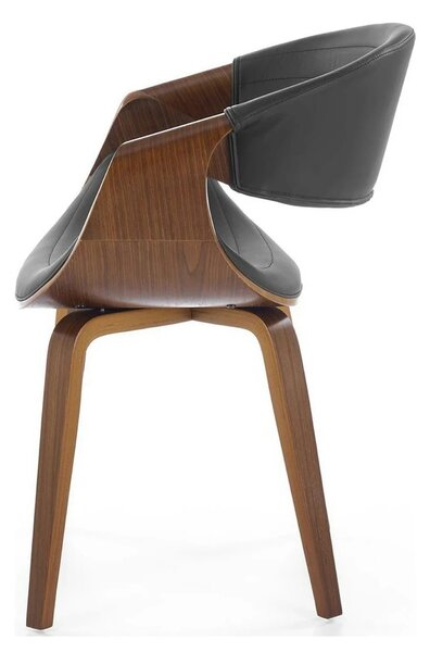 Scaun picioare lemn K544, negru/nuc, piele ecologica/placaj, 55x55x77