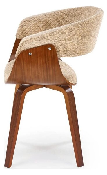 Scaun scandinav tapitat K545, bej/nuc, stofa clasica/placaj, 63x53x83