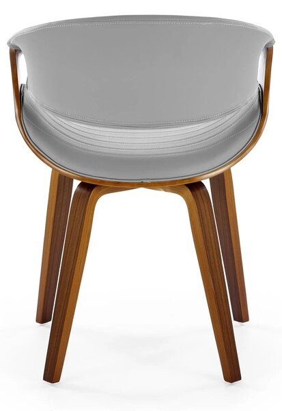 Scaun picioare lemn K544, gri/nuc, piele ecologica/placaj, 55x55x77 cm