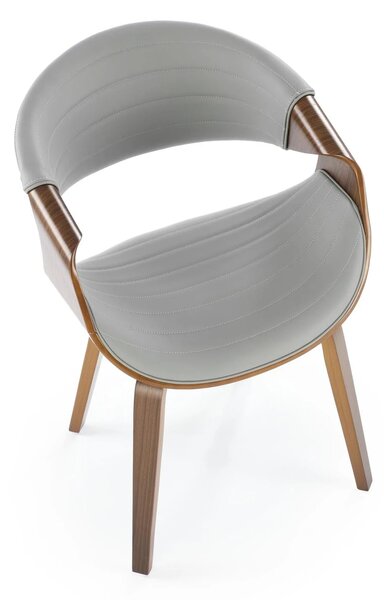 Scaun picioare lemn K544, gri/nuc, piele ecologica/placaj, 55x55x77 cm