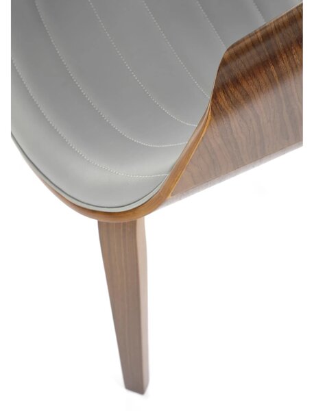 Scaun picioare lemn K544, gri/nuc, piele ecologica/placaj, 55x55x77 cm
