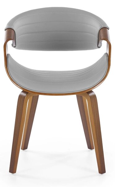 Scaun picioare lemn K544, gri/nuc, piele ecologica/placaj, 55x55x77 cm