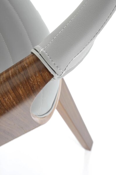Scaun picioare lemn K544, gri/nuc, piele ecologica/placaj, 55x55x77 cm