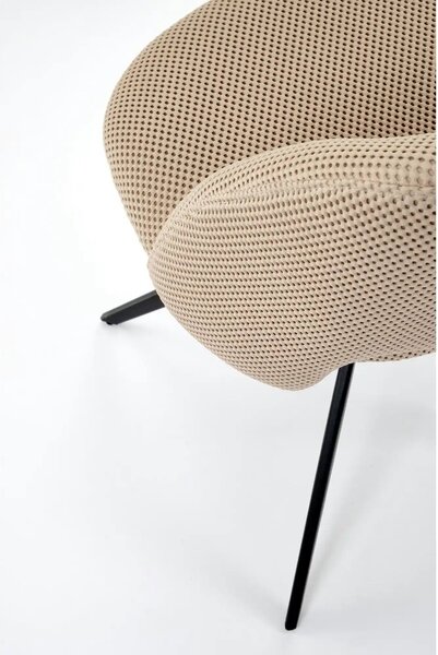 Scaun rotativ K546, bej/negru, panza/metal, 52x60x79 cm