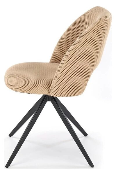 Scaun rotativ K546, bej/negru, panza/metal, 52x60x79 cm