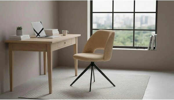 Scaun rotativ K546, bej/negru, panza/metal, 52x60x79 cm
