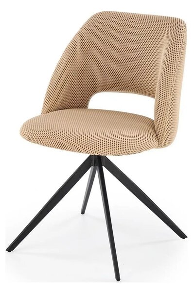Scaun rotativ K546, bej/negru, panza/metal, 52x60x79 cm