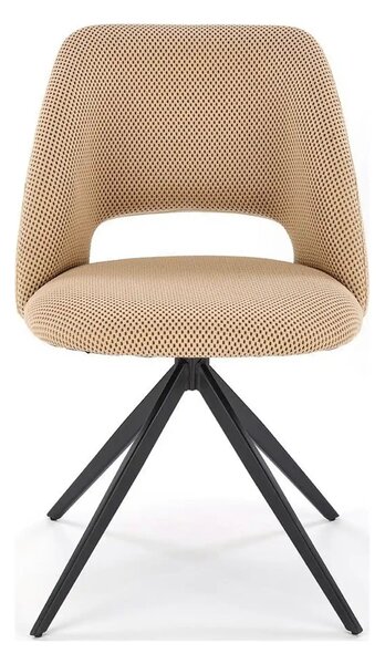 Scaun rotativ K546, bej/negru, panza/metal, 52x60x79 cm