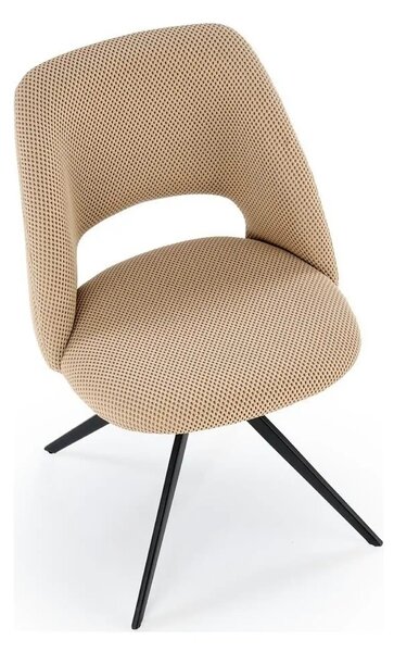 Scaun rotativ K546, bej/negru, panza/metal, 52x60x79 cm