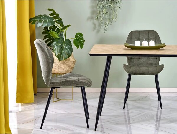 Scaun K548, verde/negru, stofa clasica/metal, 47x55x84 cm