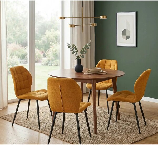 Scaun K548, galben/negru, stofa clasica/metal, 47x55x84 cm