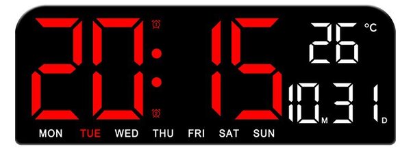 Ceas Digital AT PERFORMANCE®, de Masa si de Perete cu Lumina Led, Calendar, Cronometru, Temperatura, Alarma, Termometru, Functie Snooze, Luminozitate