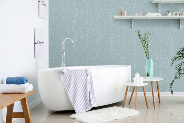 Tapet cu motiv vegetal în design albastru