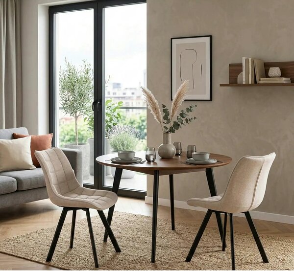 Scaun K549, bej/negru, stofa clasica/metal, 46x61x84 cm
