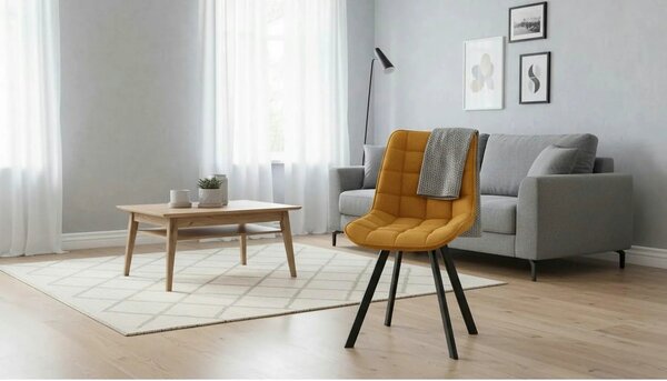 Scaun K549, galben/negru, stofa clasica/metal, 46x61x84 cm