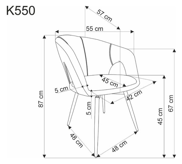 Scaun rotativ K550, bej/negru, stofa clasica/metal, 57x57x78 cm