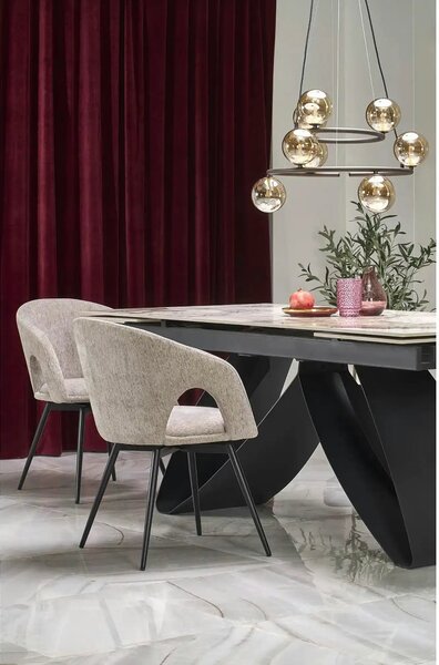 Scaun rotativ K550, bej/negru, stofa clasica/metal, 57x57x78 cm