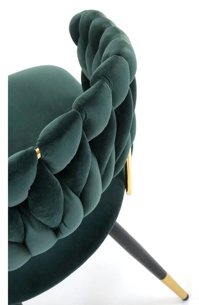 Scaun K551, verde inchis/negru/auriu, stofa catifelata/metal, 62x58x85