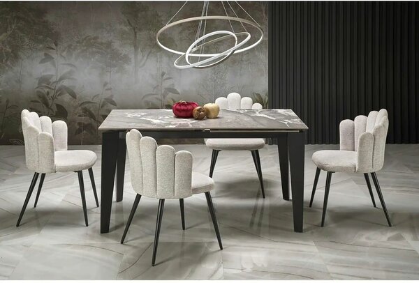 Scaun K552, bej/negru, stofa clasica/metal, 53x53x83 cm