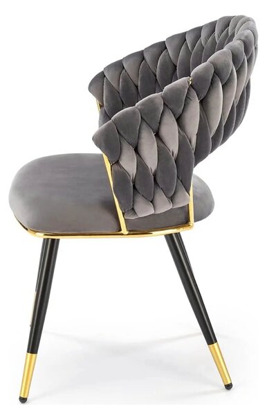 Scaun K551, gri/negru/auriu, stofa catifelata/metal, 62x58x85 cm