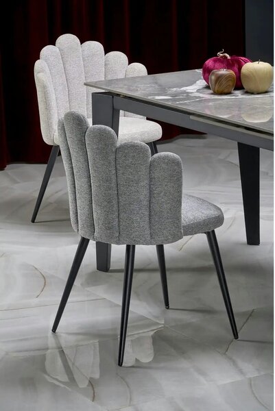 Scaun K552, bej/negru, stofa clasica/metal, 53x53x83 cm