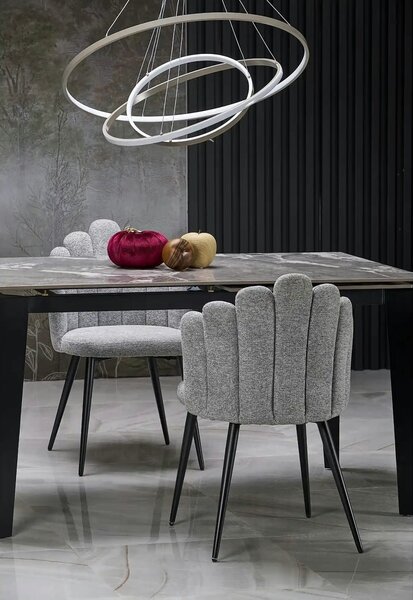 Scaun K552, bej/negru, stofa clasica/metal, 53x53x83 cm