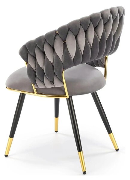 Scaun K551, gri/negru/auriu, stofa catifelata/metal, 62x58x85 cm