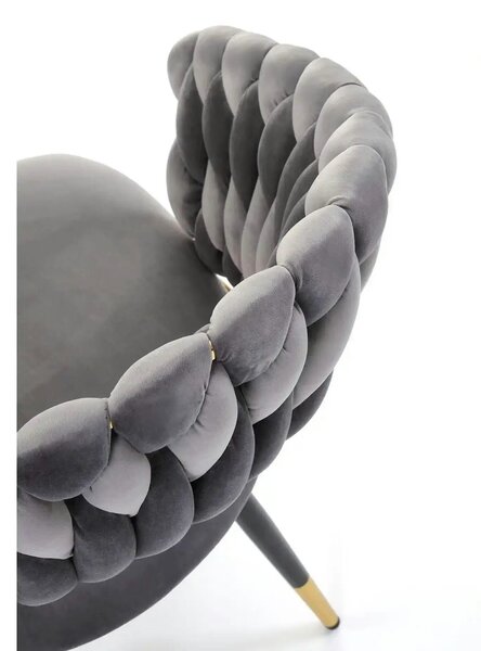 Scaun K551, gri/negru/auriu, stofa catifelata/metal, 62x58x85 cm