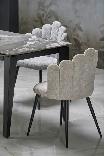 Scaun K552, bej/negru, stofa clasica/metal, 53x53x83 cm