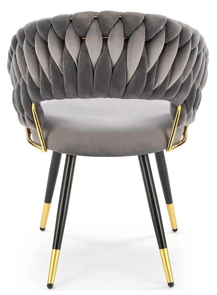 Scaun K551, gri/negru/auriu, stofa catifelata/metal, 62x58x85 cm