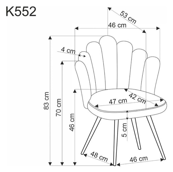 Scaun K552, bej/negru, stofa clasica/metal, 53x53x83 cm
