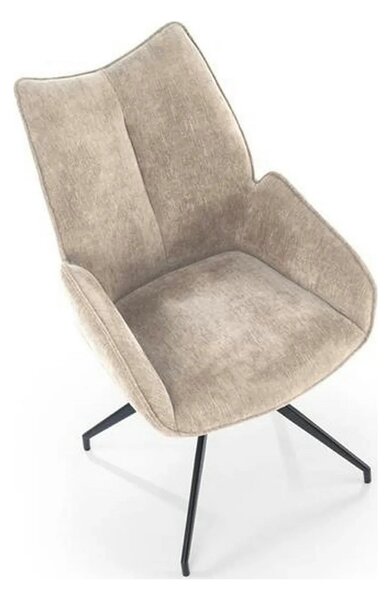Scaun rotativ K553, bej/negru, stofa clasica/metal, 60x66x96 cm