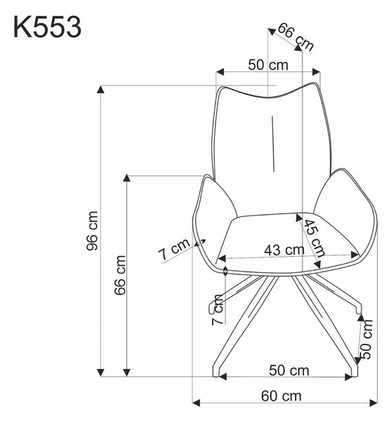 Scaun rotativ K553, bej/negru, stofa clasica/metal, 60x66x96 cm