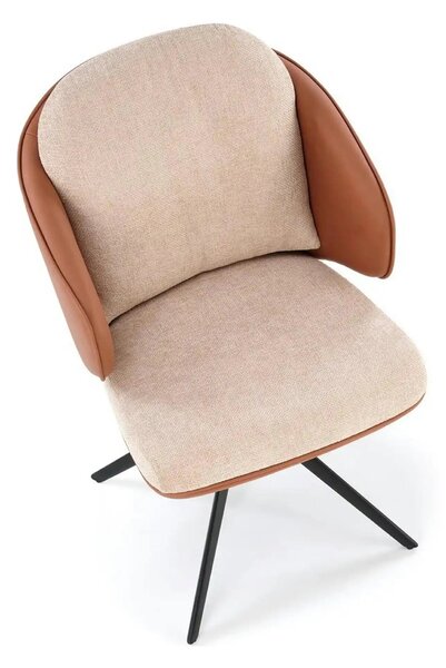 Scaun rotativ K554, maro/bej/negru, stofa clasica/piele ecologica/meta