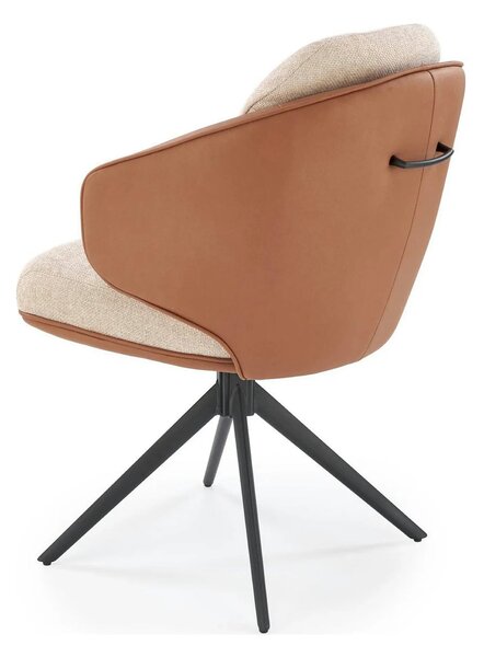 Scaun rotativ K554, maro/bej/negru, stofa clasica/piele ecologica/meta