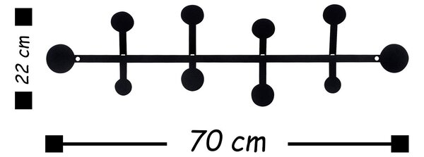 Cuier de hol metalic Rod, Negru, 22x70 cm