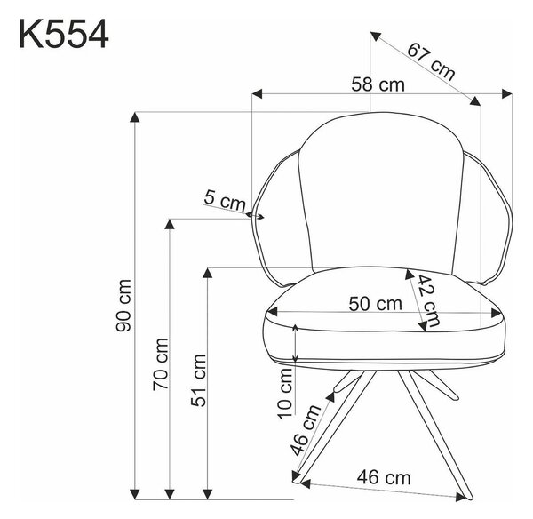 Scaun rotativ K554, maro/bej/negru, stofa clasica/piele ecologica/meta