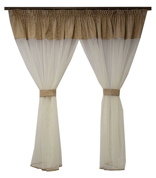 Perdea Velaria ivoire de bucatarie cu tafta copaci, 230x140 cm
