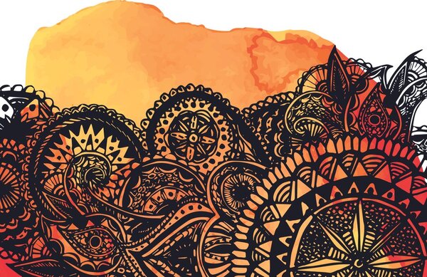 Tapet Mandala acuarel portocaliu