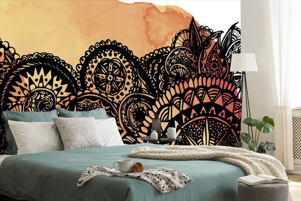 Tapet Mandala acuarel portocaliu