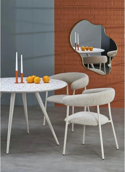 Scaun K557, bej deschis/alb, stofa clasica/metal, 60x54x75 cm