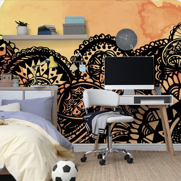 Tapet Mandala acuarel portocaliu