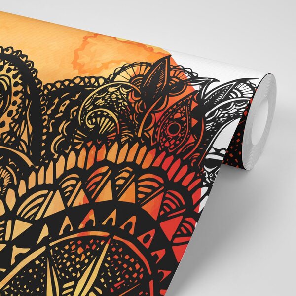 Tapet Mandala acuarel portocaliu