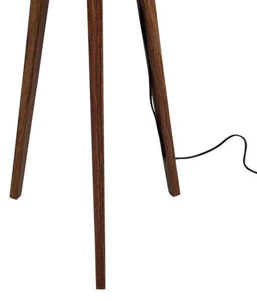 Lampă de podea cu trei picioare din lemn de nuc cu abajur din catifea taupe 50 cm - Tripod Classic