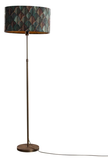 Lampă de podea bronz cu abajur oval din catifea cu design frunze 50cm - Parte