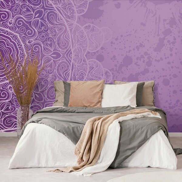 Tapet arabesca violetă pe un fundal abstract
