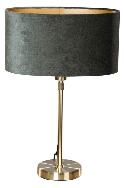 Lampă de masă aurie cu abajur oval din catifea verde 35cm - Parte