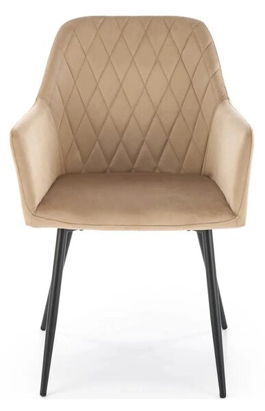 Scaun bej tapitat K558, bej/negru, stofa catifelata/metal, 59x60x86 cm