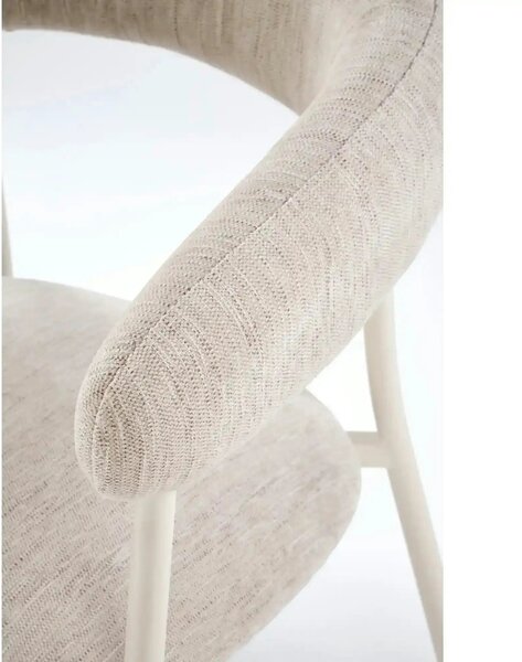 Scaun K557, bej deschis/alb, stofa clasica/metal, 60x54x75 cm