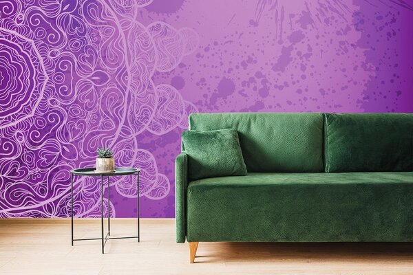 Tapet arabesca violetă pe un fundal abstract